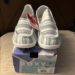 Roxy Minnow Slip-On Shoes - Blue and White